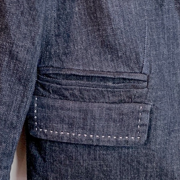 Talbots Cropped Denim Blazer With Contrast Trim - Picture 7 of 9